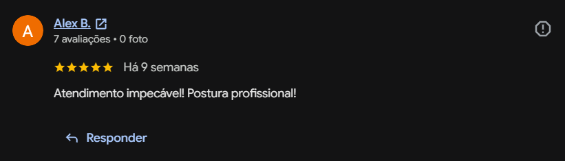 Avaliação de Alex no Google