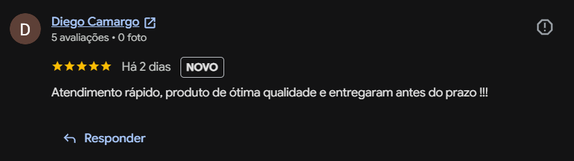 Avaliação de Diego Camargo no Google