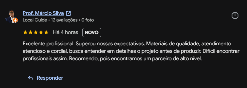 Avaliação de Márcio Silva no Google