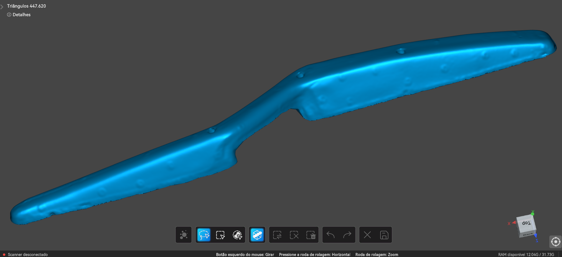 Apoio de braço Caravan em captura técnica 3D